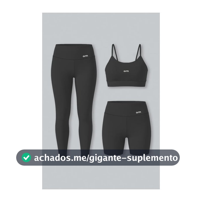 Kit Fitness Feminino Arm 3 Peças Top Legging E Short Preto Lisa Legging E Short M/ Top M