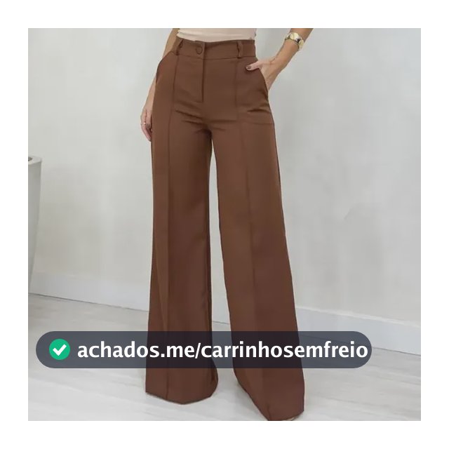 Calça Feminina Alfaiataria Pantalona Cintura Alta Soltinha
