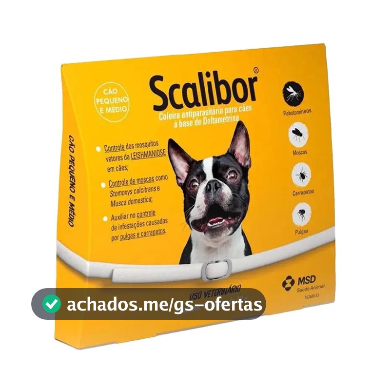 Coleira Antiparasitária Scalibor 48cm Cães Pulgas Carrapatos MSD