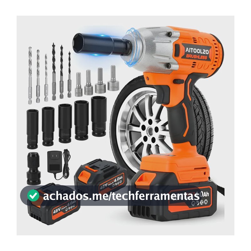 Chave De Impacto Parafusadeira 2bateria 900nm C/luz Aitoolzo Laranja 127/220v 60