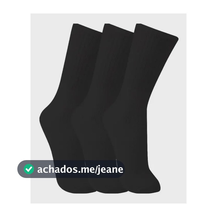 Kit 3 Pares Meia Cano Alto Trifil Esportiva Algodão Preto 39-43