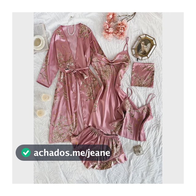 Pijama Feminino 5 Peças Estampa Cerejas Pink Florido 2g