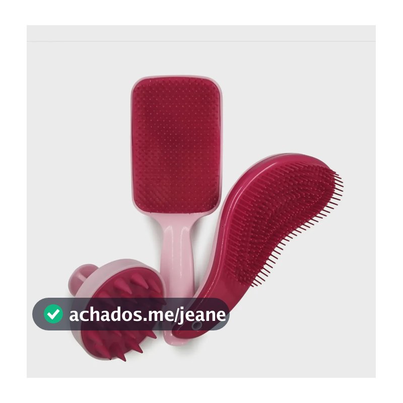 Kit Escovas Trio Raquete Flex, Escova Mágica E Escova Massag Cor Rosa Bebê/Magenta