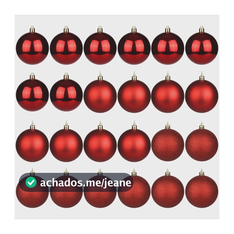 Kit 24 Bolas Bolinhas 5cm Para Árvore De Natal Lisa Glitter E Fosca Enfeite Natalino Decoração Luxo Cor Vermelho