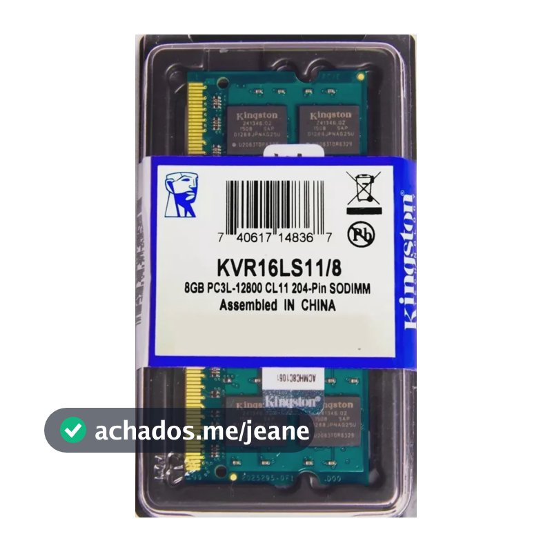 Memória Kingston Ddr3l 8gb 1600 Mhz Cor Verde