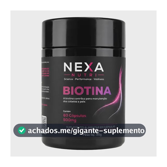 Biotina Nexanutri Vitamina C Ácido Hialurônico 60 Cápsulas Sem Sabor