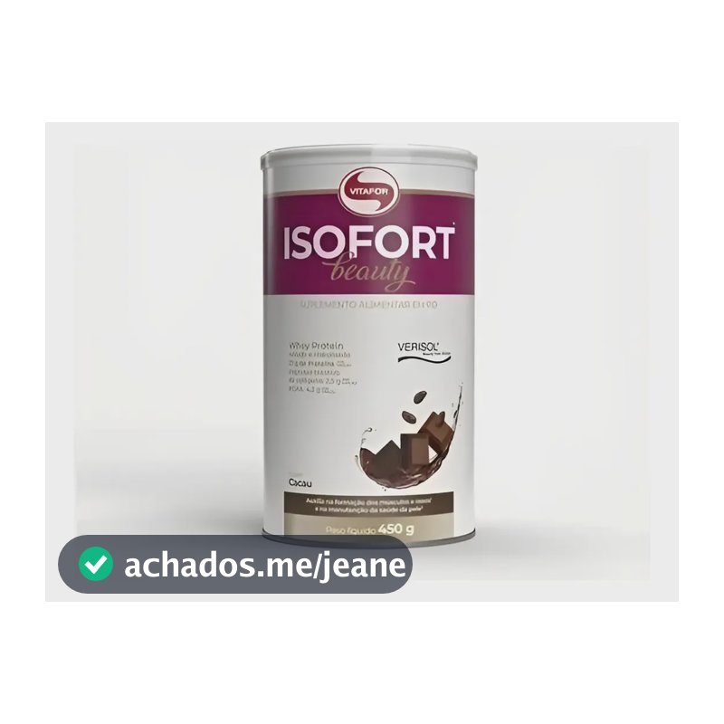 Isofort Beauty Whey Isolado 450g - Vitafor - Whey Protein Sabor Cacau
