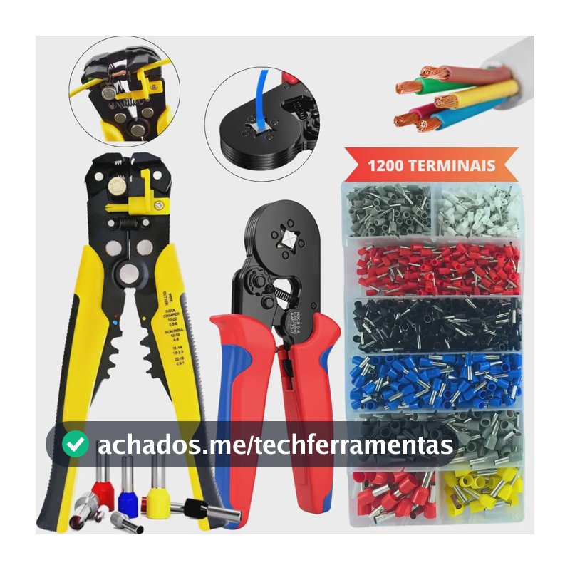 Alicate Decapador 3x1 Crimpar Crimpador Descascado Corte Profissional Com 1200 Ilhos Prensa Terminal Turbular Para painel