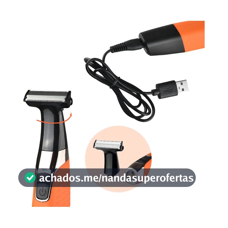 Maquininha 3 Em 1 Kemei KM-1910 Aparador Pelo Corpo Água Resistente