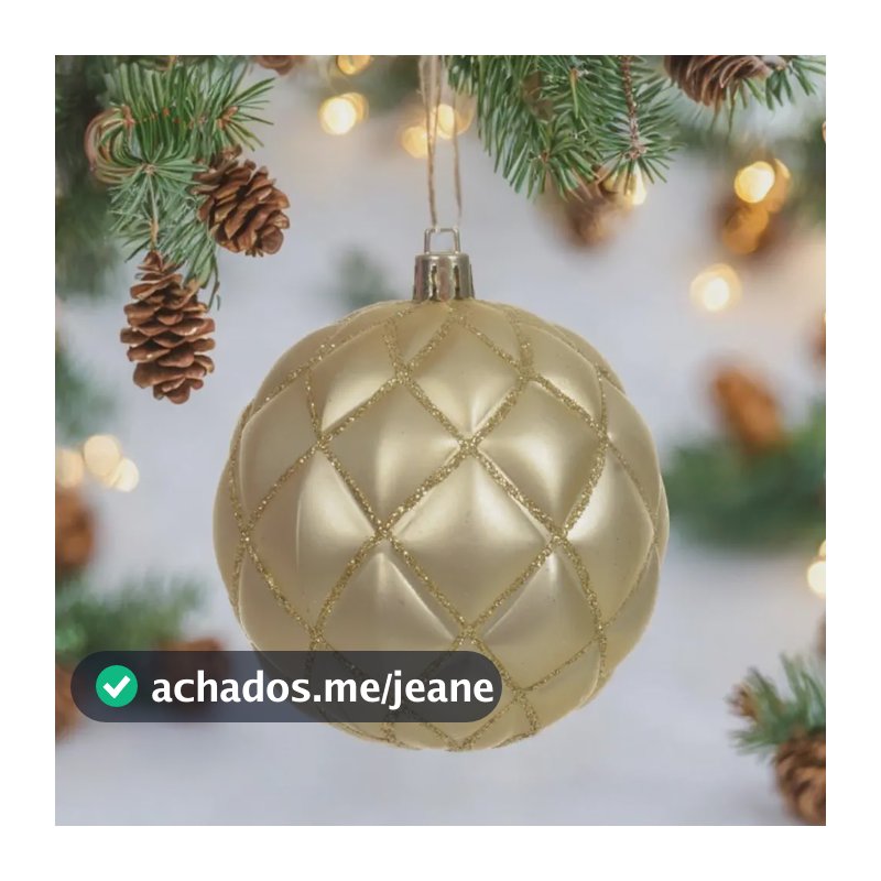 Jg 4 Bola Decorada Natalina No Pvc Dourada 8cm