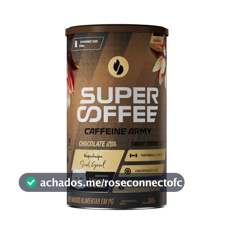Cafeína Caffeine Army SuperCoffee - Lingua de Gato em pó sabor Chocolate ao leite x 380mL