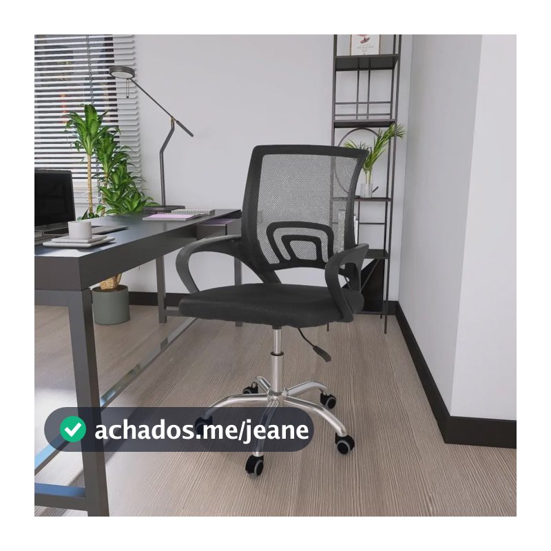 Cadeira Secretária Office Base Giratória Preta Tela/mesh