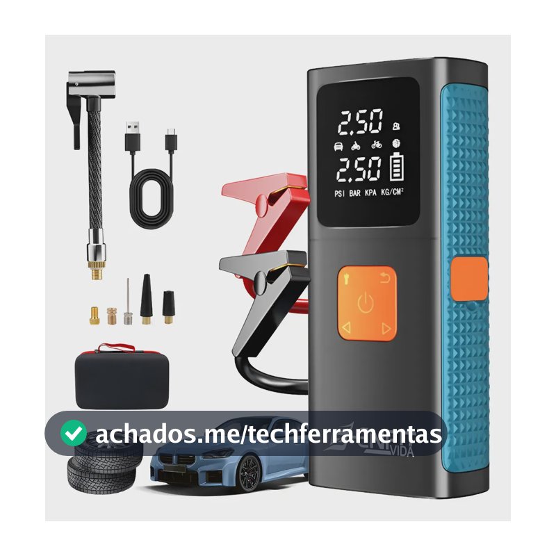 Auxiliar Partida Bateria Portátil Compressor Ar Emergência
