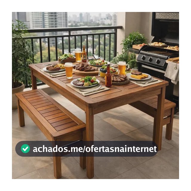 Conjunto Mesa E Bancos Churrasco Madeira Maciça Ember Madeira