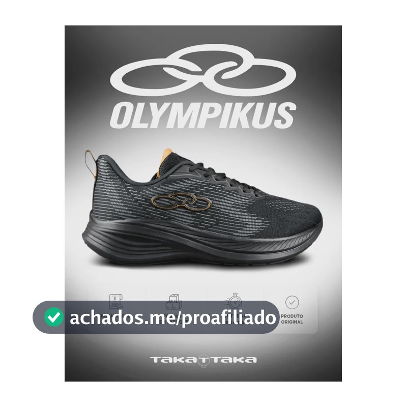 Tênis Olympíkus Masculino Academia Confortável Envio Rápido Preto/dourado 39
