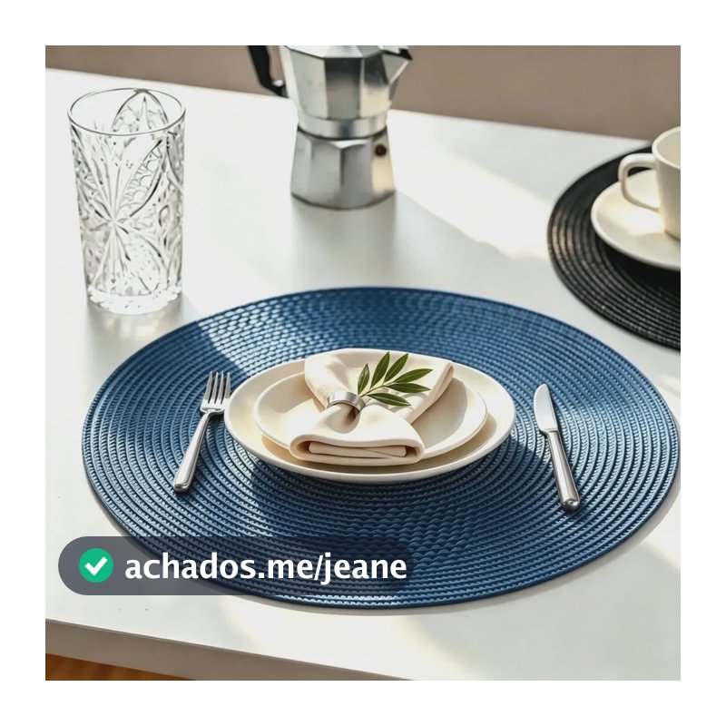 Kit 4 Jogo Americano Redondo Sousplat Cozinha Jantar Azul