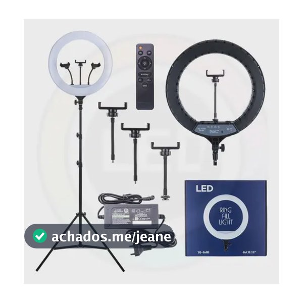 Ring Light Led 18p 50w Profissional Grande Tripé Yq-360b Estrutura Preto Luz 3Tons