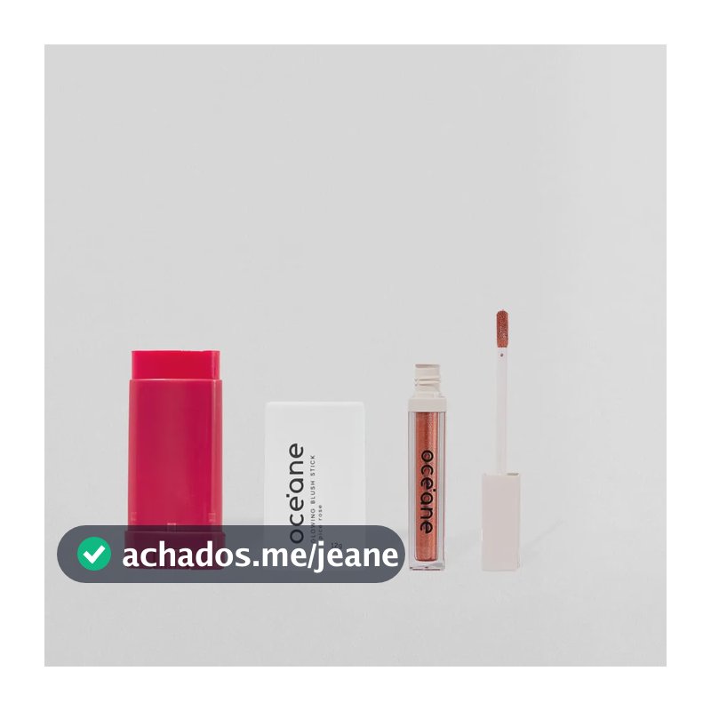 Kit Blush Em Bastão Rosa + Sombra Líquida Pêssego Océane Rosa Pêssego