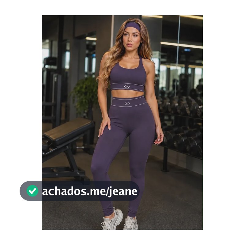 Roupa De Academia Feminina Top Mais Legging Cós Alto Violeta P/m