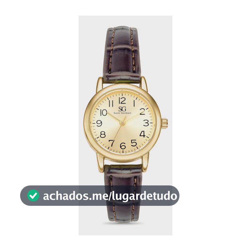 Relógio Saint Germain Houston Feminino Analógico Marrom Dourado Com Pulseira de Couro Sintético