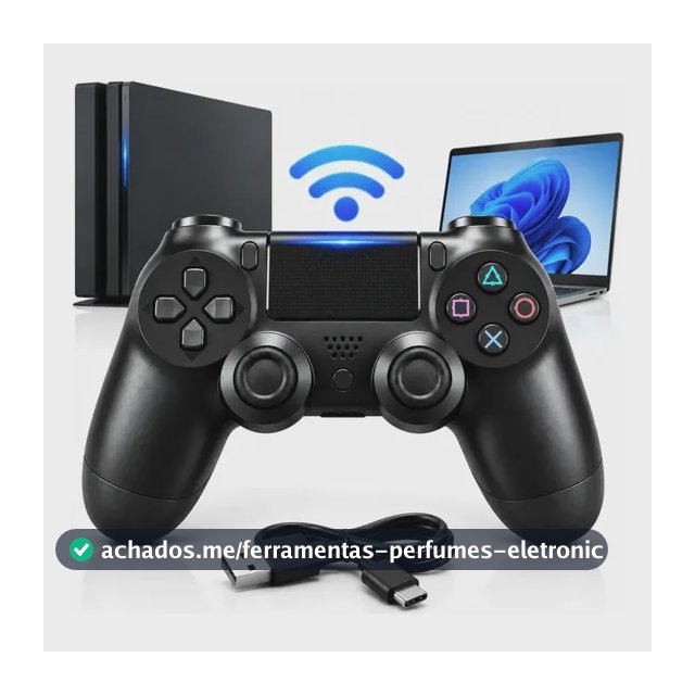 Controle Gamer Sem Fio Compatível Pc Ps4 Bluetooth Joystick Preto