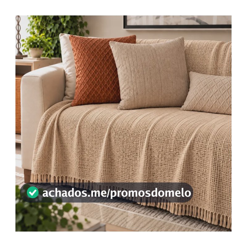 Manta Para Sofá  300 X 180 Super Grande Decorativa Luxuosa Areia Liso
