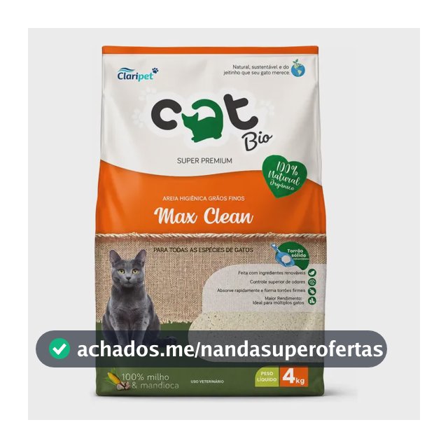Areia Catbio Biodegradável 4 Kg - Max Clean - Grãos Finos