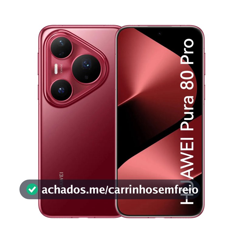 Smartphone HUAWEI Pura 80 Pro 12GB+512GB Câmera Ultra-iluminação de 1 Polegada Câmera Teleobjetiva Macro Ultra-iluminação Cancelamento de Ruído por IA 5.17 Ah Dual SuperCharge Celular Vermelho