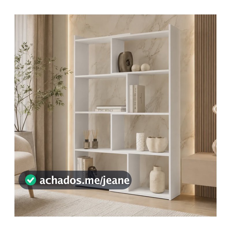 Estante Modular 3 Em 1 Multiuso Divisória De Ambientes Branco Branco Sem Fundo