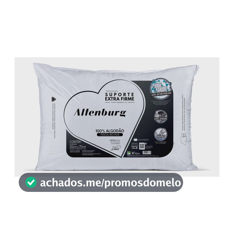 Travesseiro Altenburg Suporte Extra Firme Branco 50x70cm Alt Branco