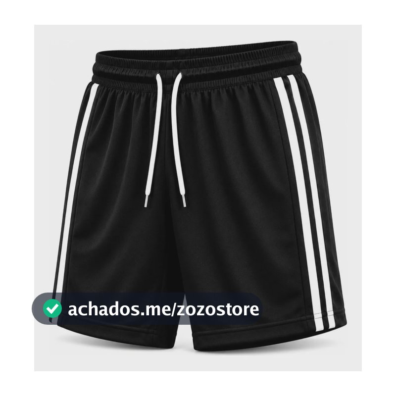 Kit 1 Bermuda Esportiva Masculina Futebol Treino Academia Preto Listras P - 36 Preto Listras P - 36