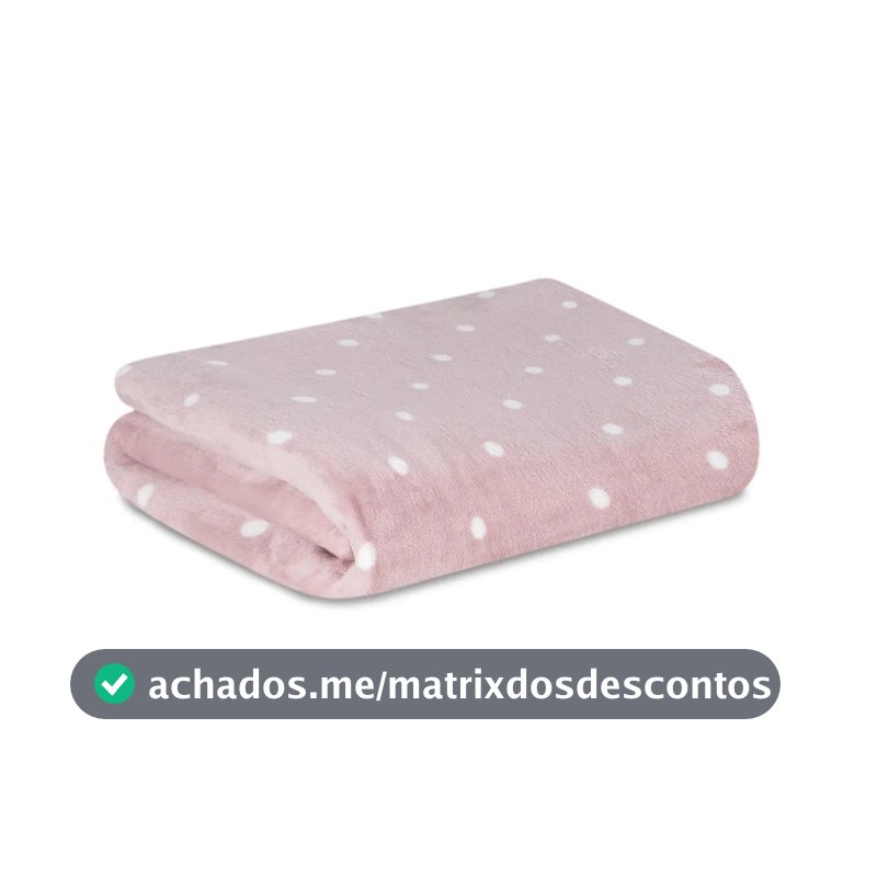 Manta Casal Bolinhas Poá Microfibra Soft Rose