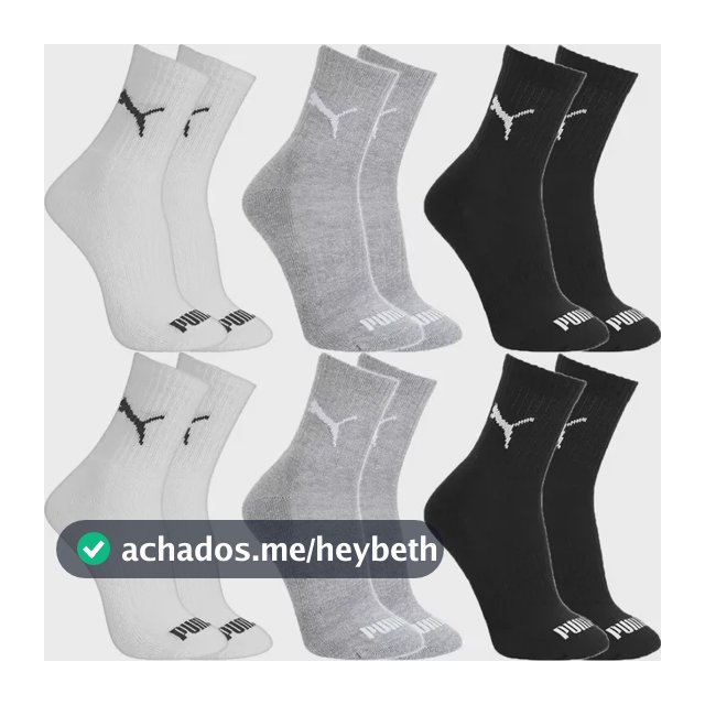 Kit 6 Pares Meias Puma Cano Médio Alto Atoalhada Original