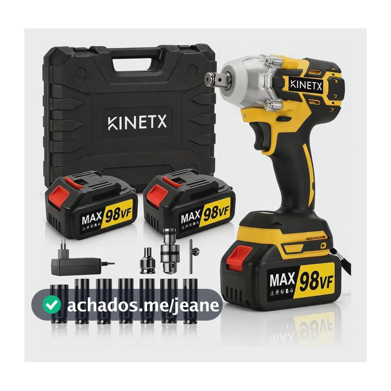 Chave De Impacto 880nm 98vf Brushless Sem Fio Bivolt Kinetx Amarelo