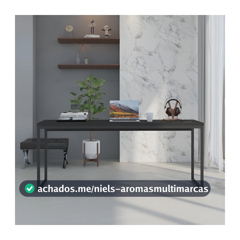 Mesa Para Escritório Diretor 1,80m Dynamica Cor Preto Ônix / Est.Preta