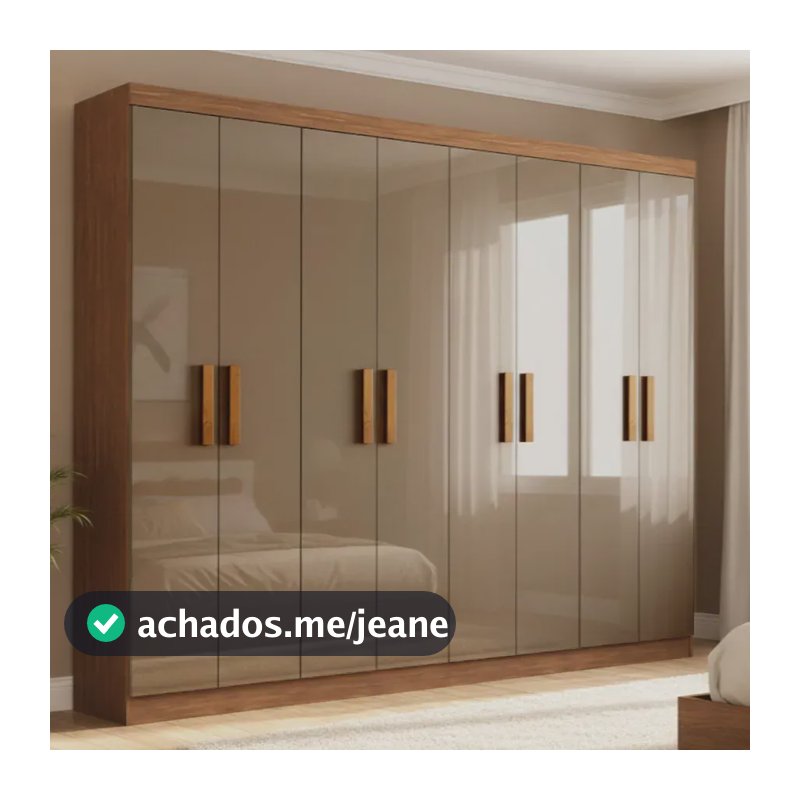 Guarda Roupas Casal Grande 8 Portas Com Gavetas Sampa Marrom Amadeirado