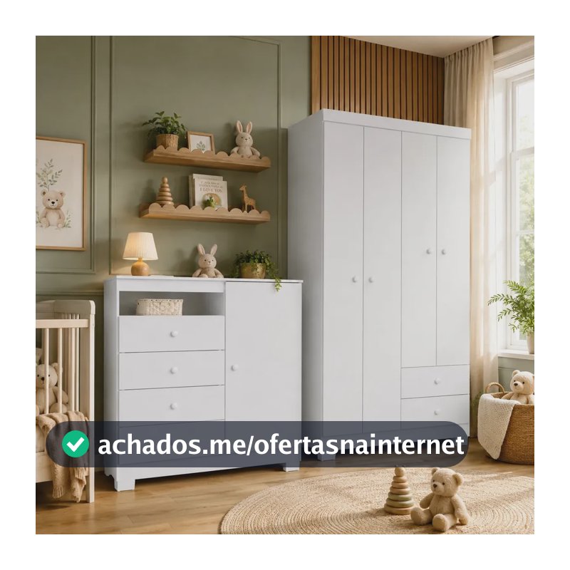 Guarda Roupa Infantil 4 Portas E Cômoda Sap 1 Porta 4gavetas