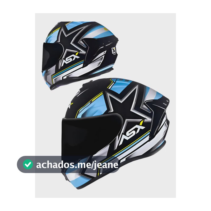 Capacete Asx Draken Pilot Preto/azul/amarelo Preto/azul Liso Brilhante 55/56