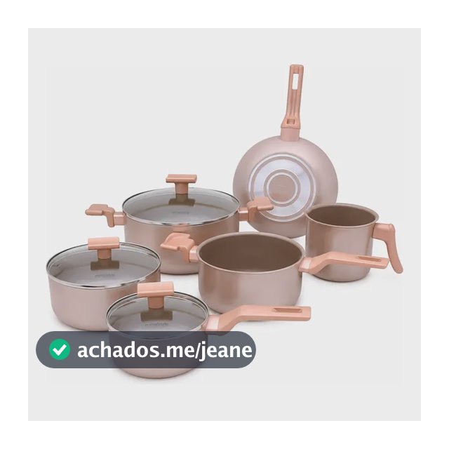 Jogo Panelas Cozinha Mimo Style Sartin Cook Cerâmica 5 Peças Champagne