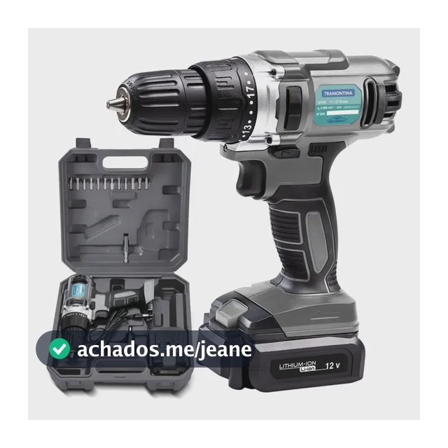 Parafusadeira Furadeira 16 Pçs Bateria Maleta Tramontina Cor Cinza