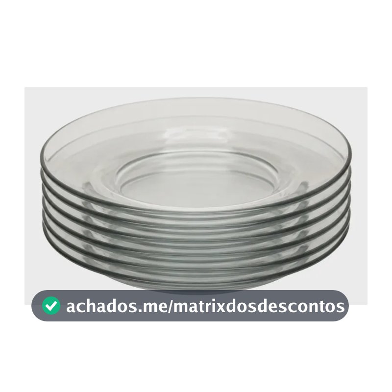 Jogo De Pratos Fundos Kit 6 Peças Em Vidro Almoço E Jantar