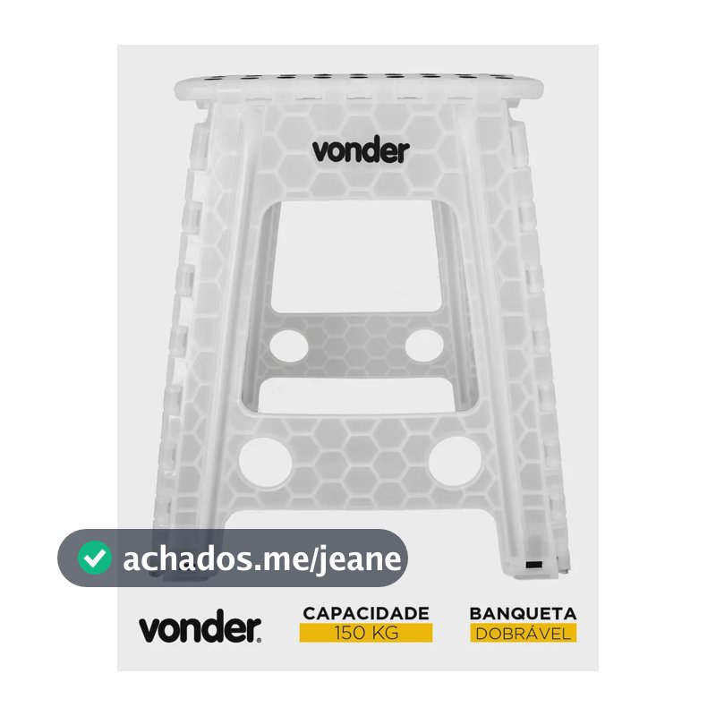 Banqueta Plástico Dobrável 450mm Branca Vonder Cor Branco