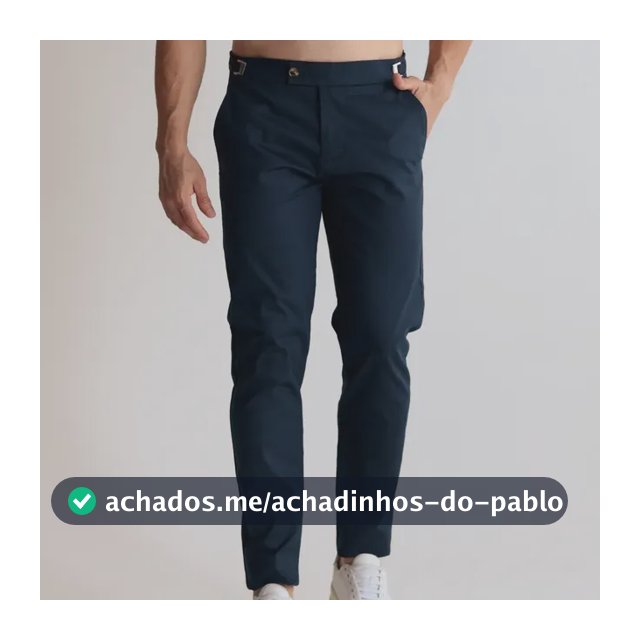 Calça Alfaiataria Masculina Leggera Regulagem Lateral Slim Azul-marinho Liso 40
