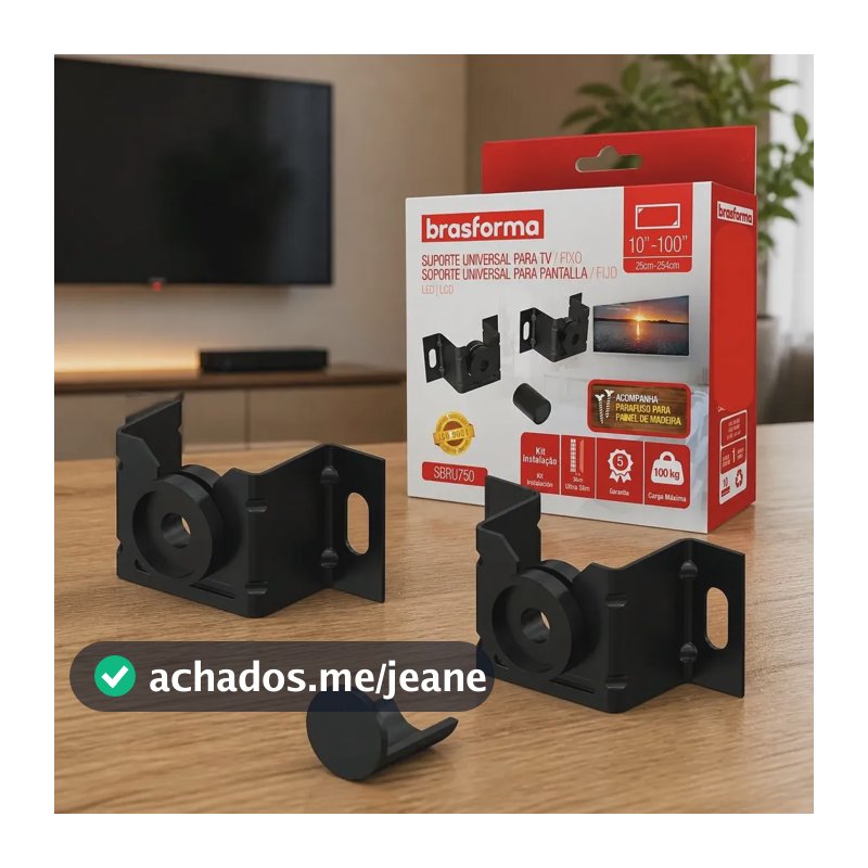Suporte Tv Fixo 32 42 43 50 55 65  Polegadas Universal Preto Preto