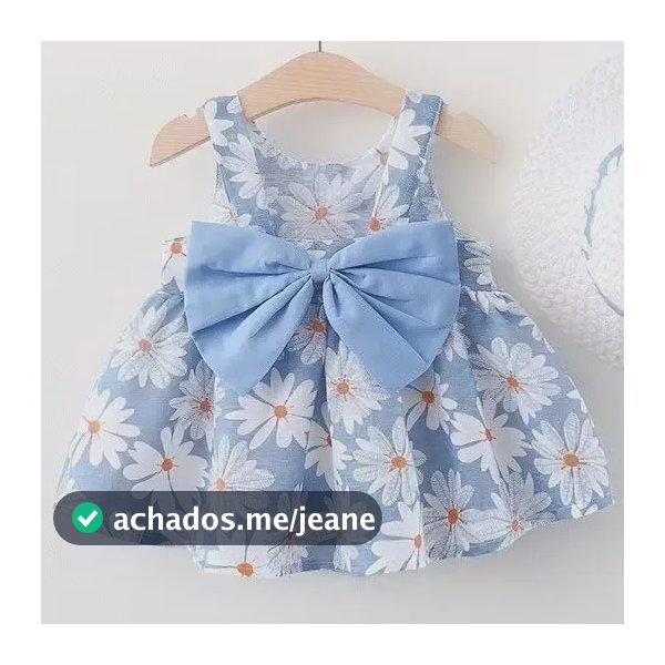 Vestido Baby Menina Infantil Estilo Casual Com Chapeu Gratis