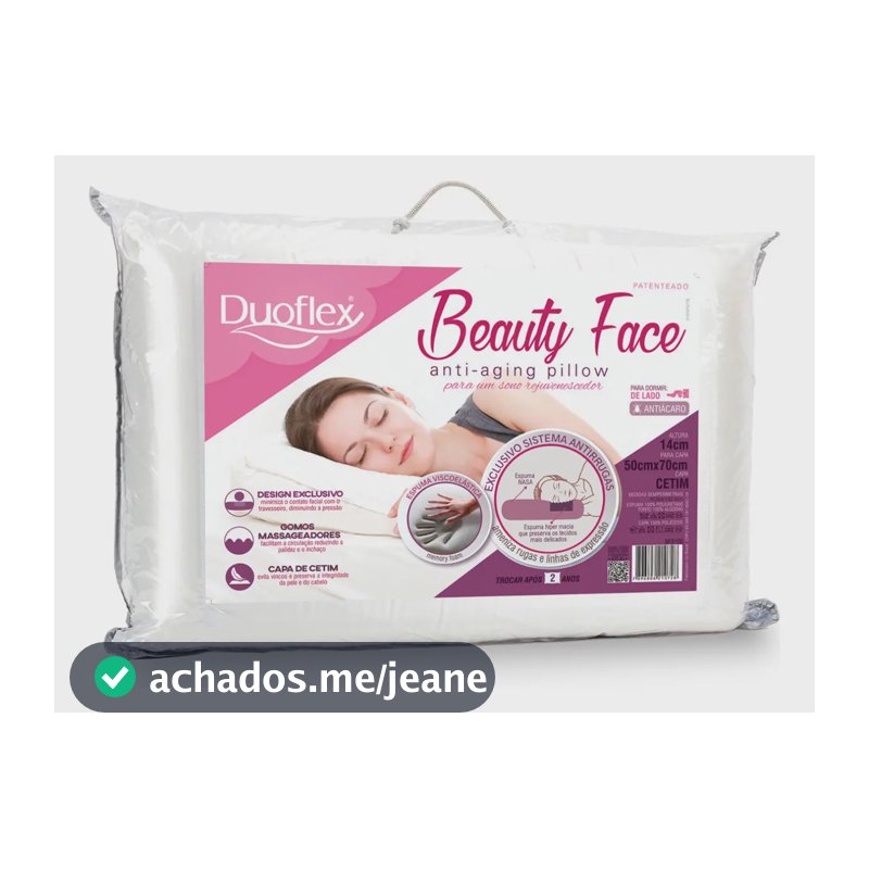 Travesseiro Nasa Beauty Face Pillow Duoflex - BF3100 - Tecnologia Nasa, Anti-rugas E Conforto Terapêutico - Com Capa De Cetim