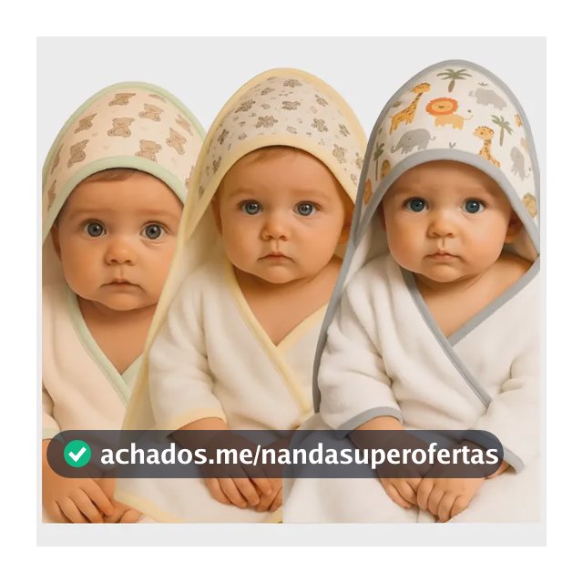 Kit 3 Toalhas Banho Bebê Com Capuz Tecido Atoalhado Infantil