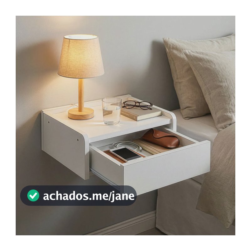 Mesa Cabeceira Parede Suspensa Mdf Gaveta Corrediças Fosco Branco