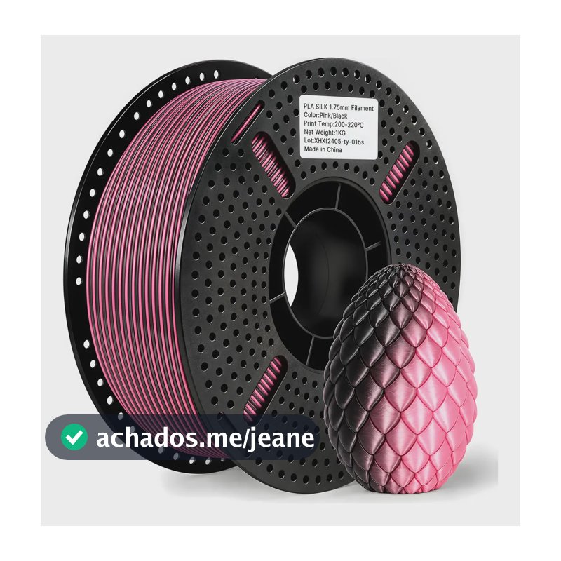 Filamento Pla + Silk Duo Color 1,75mm 1kg Para Impressora 3d Rosa E Preto