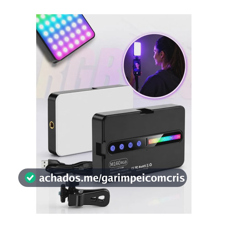 Luz De Preenchimento Led Rgb Para Foto Vídeo Recarregável Iluminador Portátil Retangular Ring Light